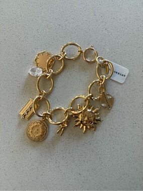 Anthropologie Gold Chunky Charm Bracelet